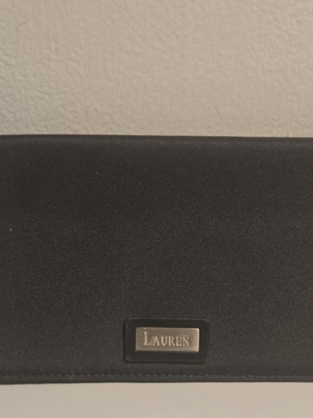 Ralph Lauren Black Women's Wallet with Metal Lauren Plaque